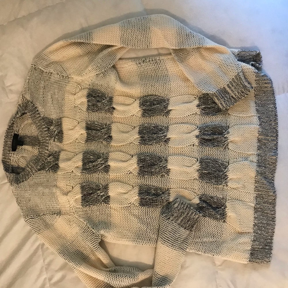 Jcrew cream and grey cableknit sweater